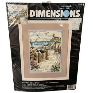 Dimensions Lovely Seascape No Count Cross Stitch Kit  #3998 UNOPENED Lighthouse